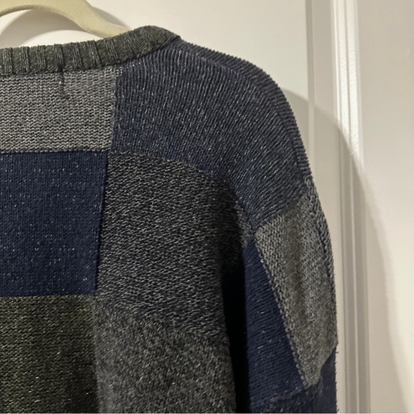 Vintage David Taylor Gray Green Blue Checkered Crewneck Sweater Men’s Size XL - Picture 10 of 12